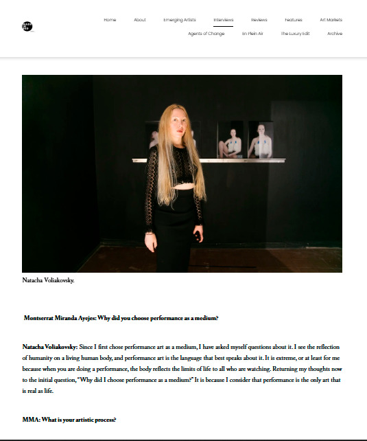 Montserrat Miranda Ayejes in Conversation with Performance Artist Natacha Voliakovsky