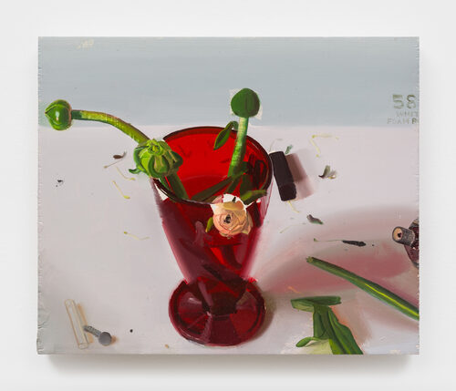 View featured artwork Cut Buds in a red glass by Phoebe Helander