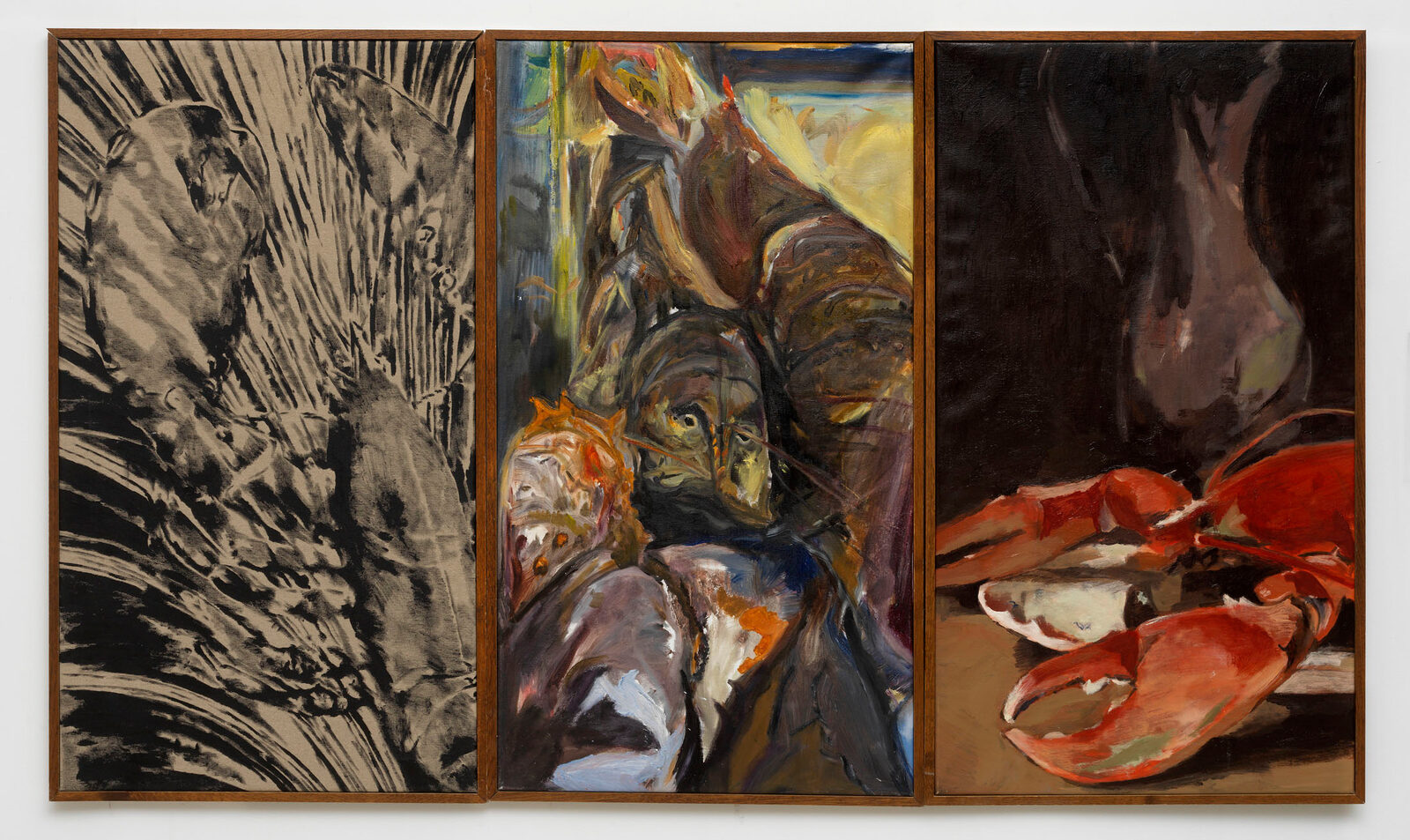 Image gallery Still life with lobster through glass – triptych