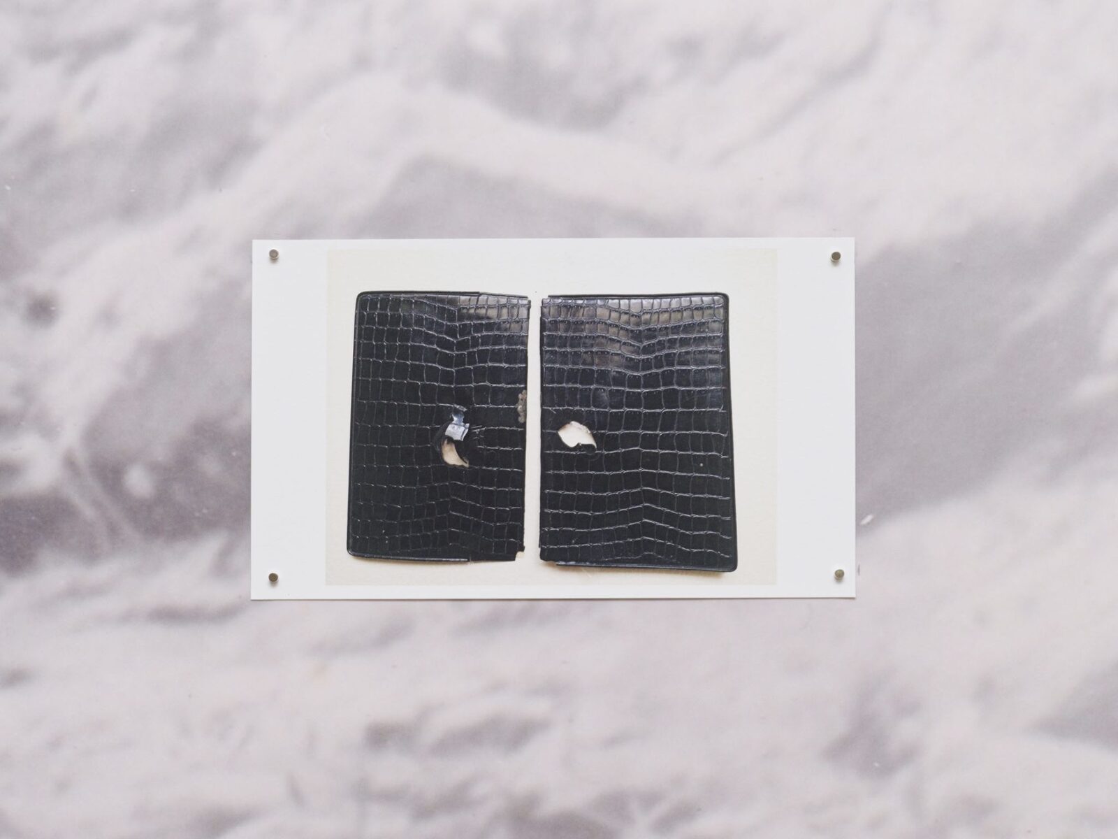 Image gallery BBR (Wallet with a bullet hole belonging to Salah Babari, the artist’s grandfather) by Louisa Babari
